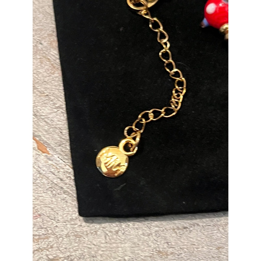 Mayamar Whimsical Beaded Fish & Heart Charm Necklace Blue Gold Tone - Picture 3 of 7